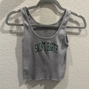 Brandy Melville Gray Graphic Cropped Tank Top